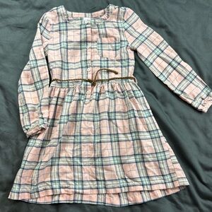 Carter's Pink and Blue Plaid Dress with Belt Cotton Blend